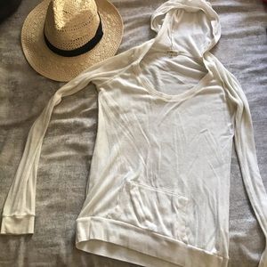White hooded sheer long sleeve